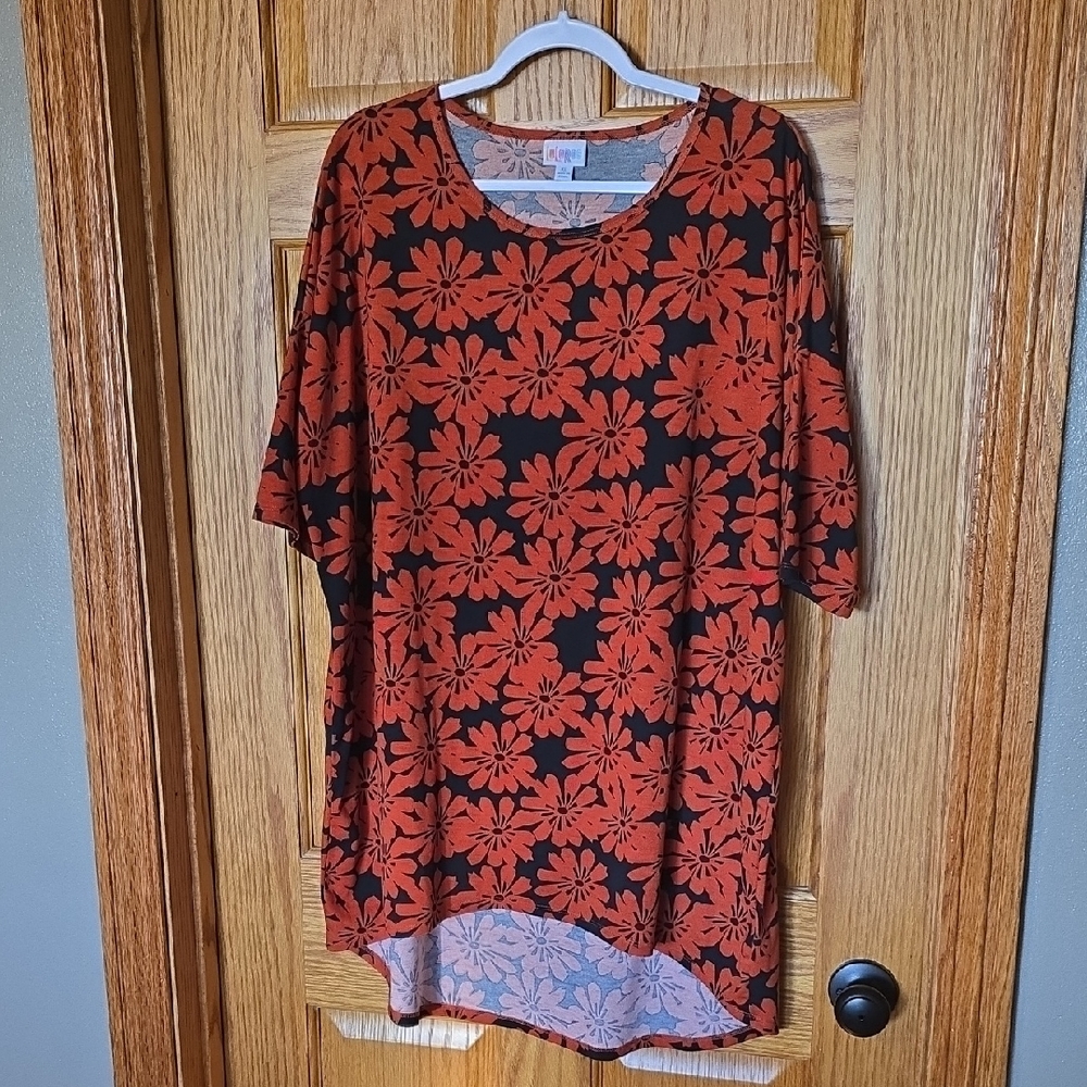 LuLaRoe Irma Tunic Orange Floral Women's ¾ Sleeve Top